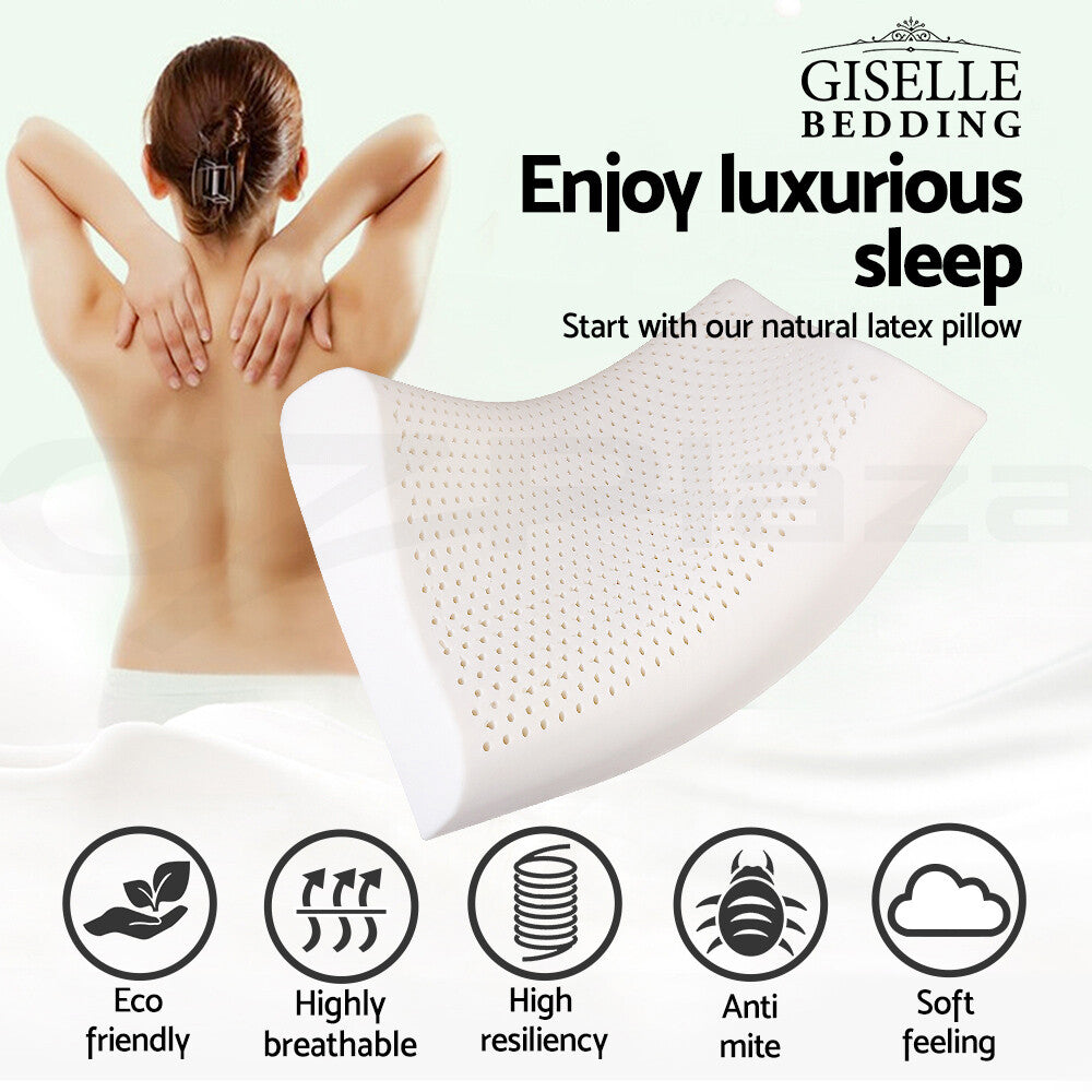 Natural Talalay Latex Pillow Contour 2-Zone with Cover