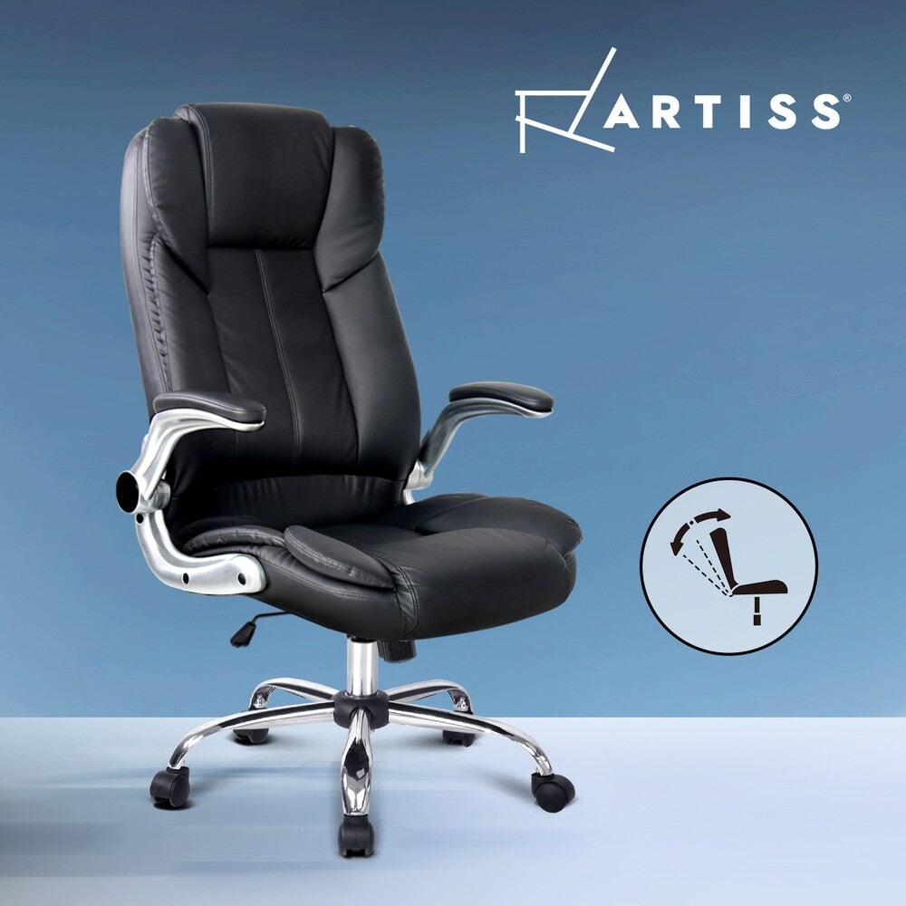 Executive Office Computer Gaming Chair PU Leather Tilt Black