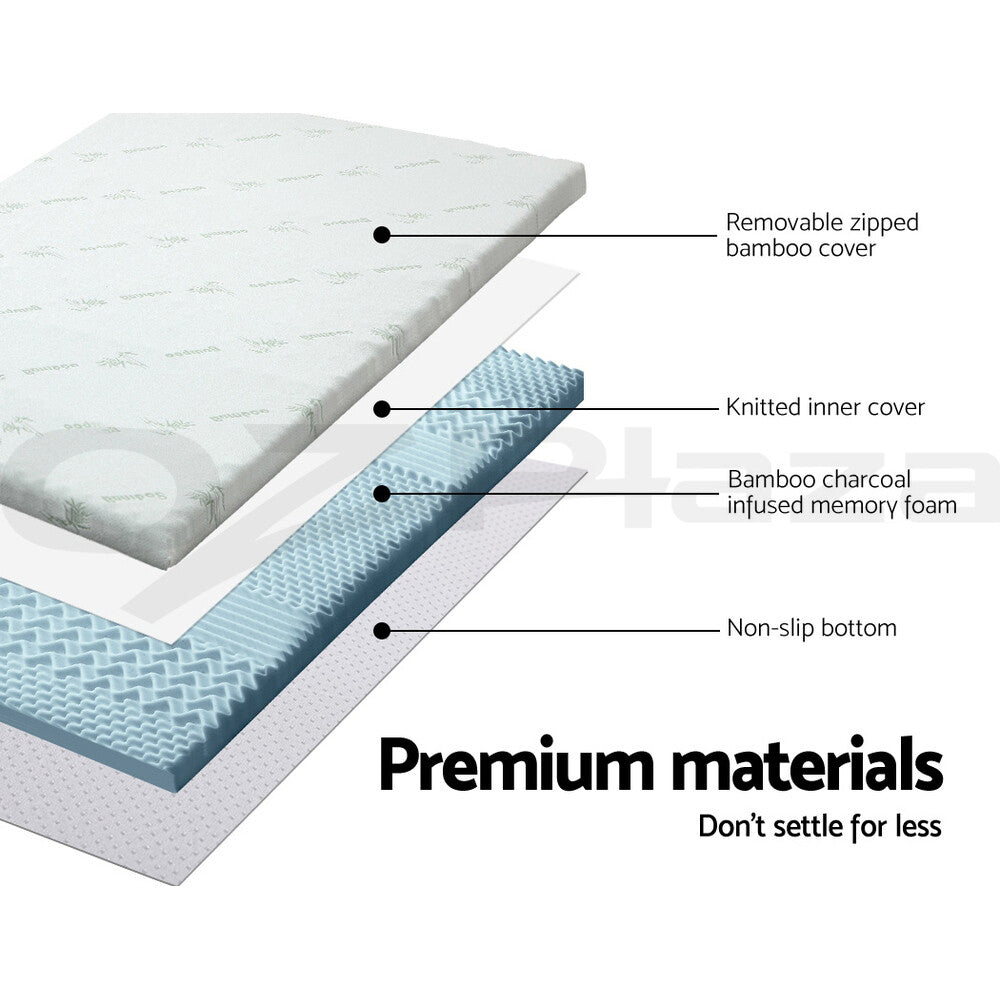 8cm Memory Foam Mattress Topper Cool Gel Bamboo 7-Zone