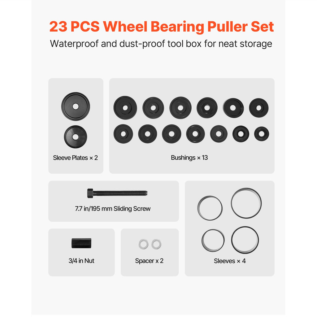 Uimoso Front Wheel Bearing Tool Kit for Removal & Installation, 23-Piece Set