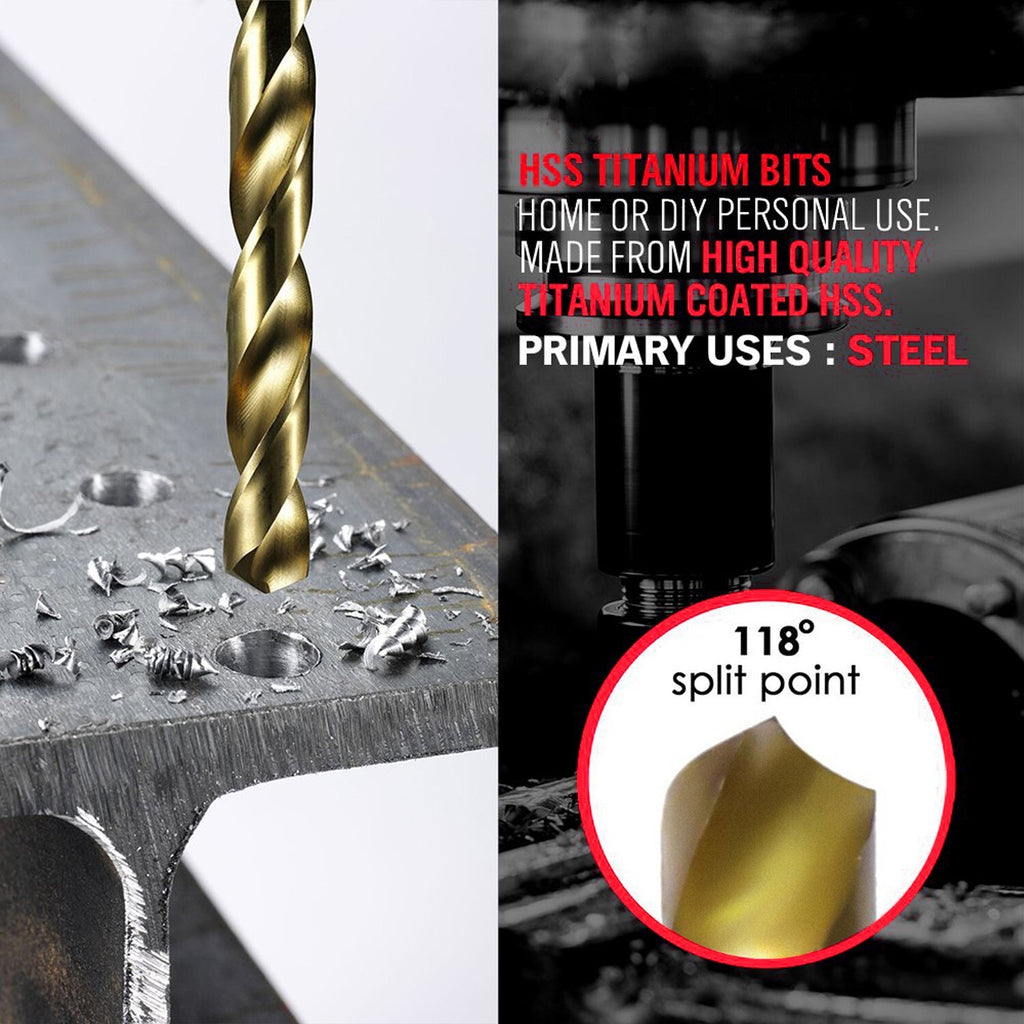 246pc Drill & Screw Bit Set – Titanium for Metal, Wood, Masonry