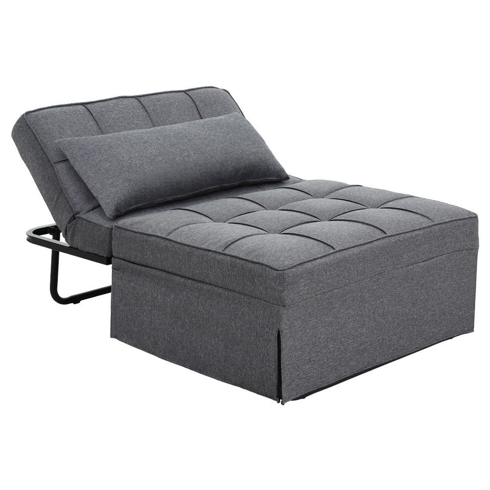 Sofa Bed Lounge Convertible Ottoman Recliner Linen Grey