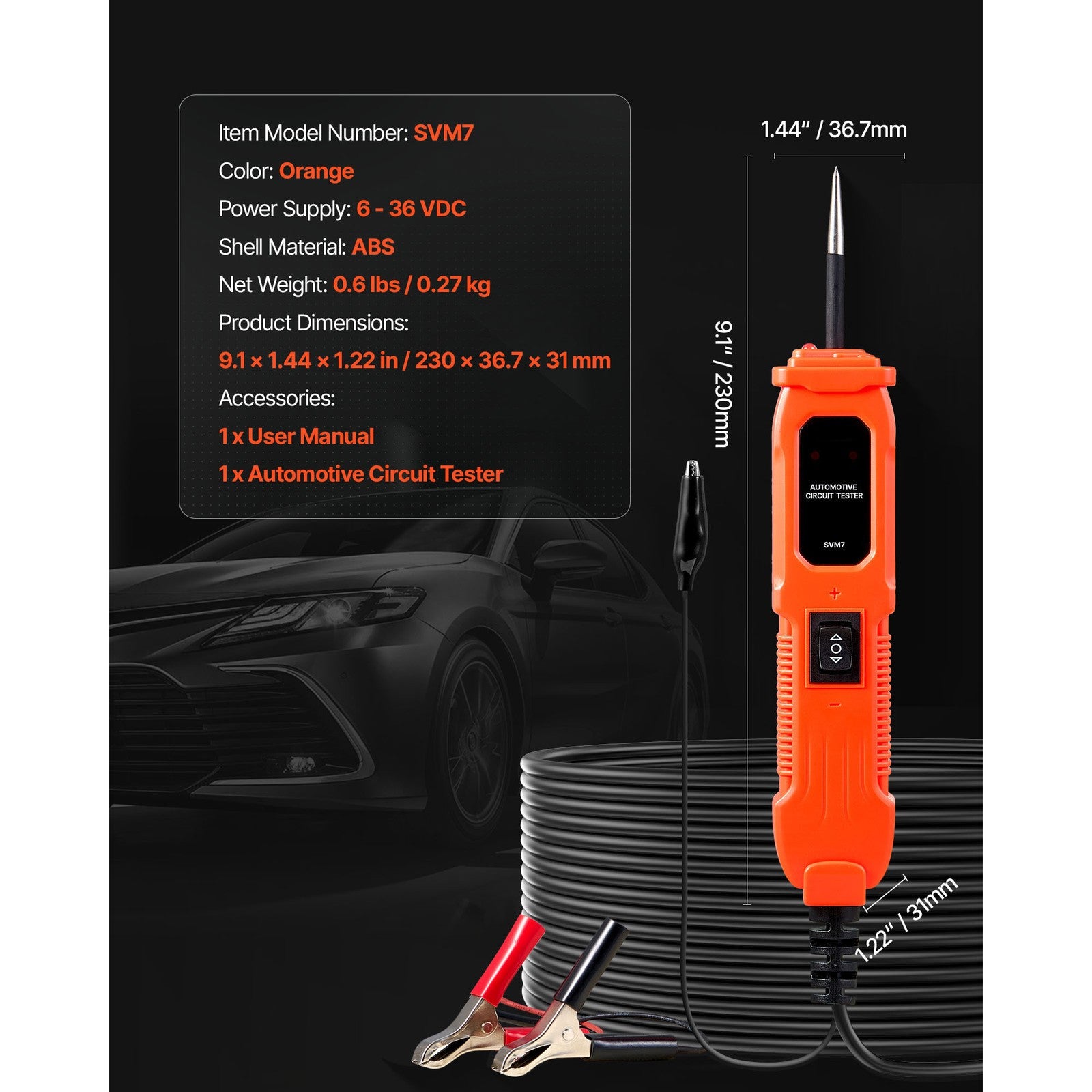 Uimoso Automotive Circuit Tester 6-36V DC Voltage Probe with Built-in Light