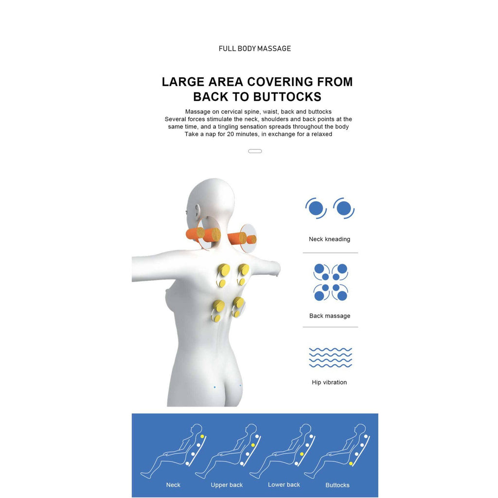 Heated Shiatsu Massage Cushion for Home and Office Chairs