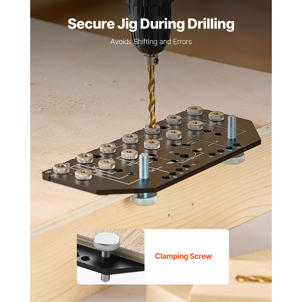 Uimoso Shelf Pin Jig and Hinge Jig 2-in-1 Aluminum Alloy Cabinet Hole Drilling