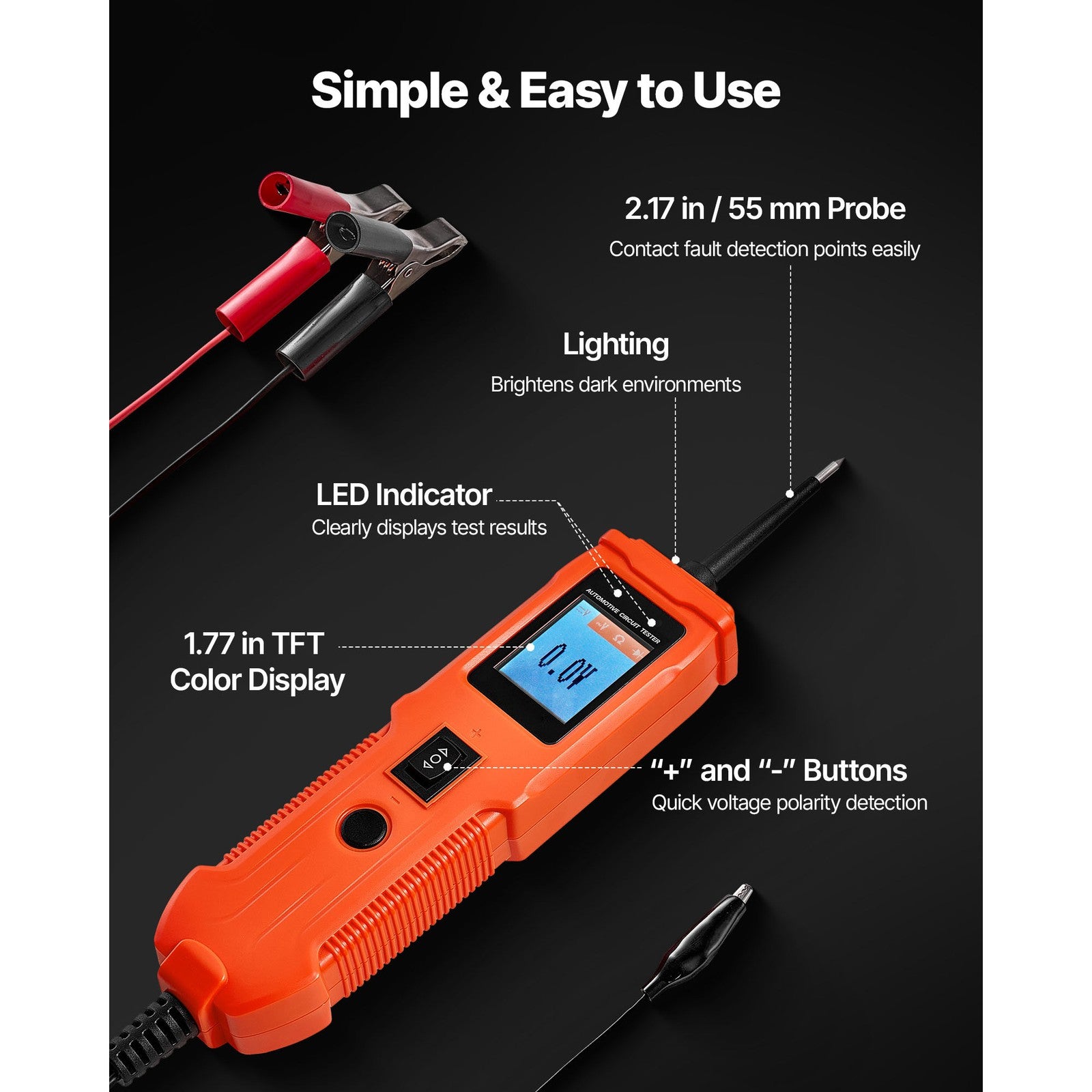 Uimoso Automotive Circuit Tester 8-35V DC Voltage Probe with 13 ft/4 m Cable