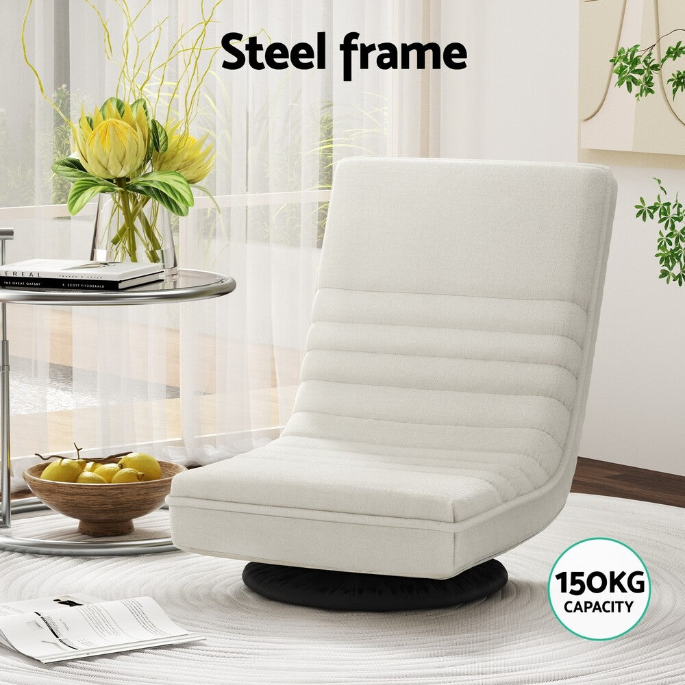 Artiss Floor Lounge Sofa Chaise Recliner Futon Folding Linen Chair White