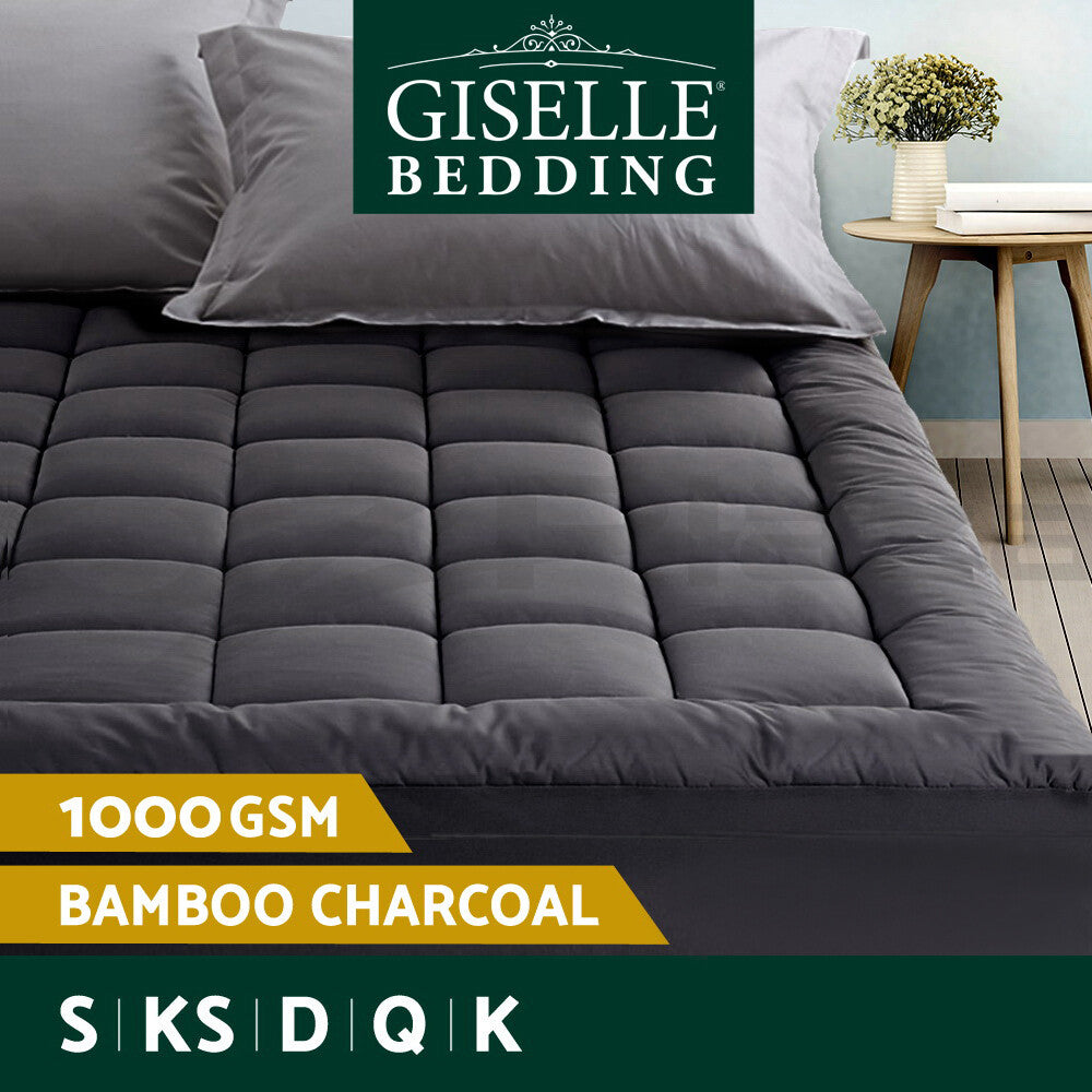 Bamboo Charcoal Pillowtop Mattress Topper Protector Cover