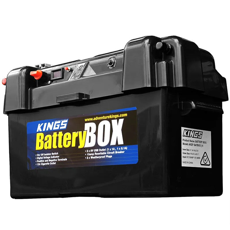 Adventure Kings Maxi Battery Box 2 USB Charging Ports + 1x Cig Socket Digital