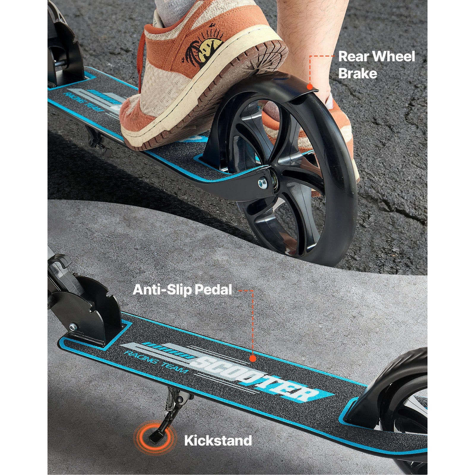 Uimoso Foldable Kick Scooter for Kids, Teens, and Adults, 99.8 kg Capacity