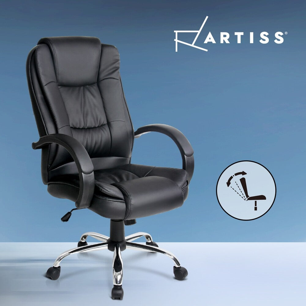 Executive Office Computer Gaming Chair PU Leather Tilt Black