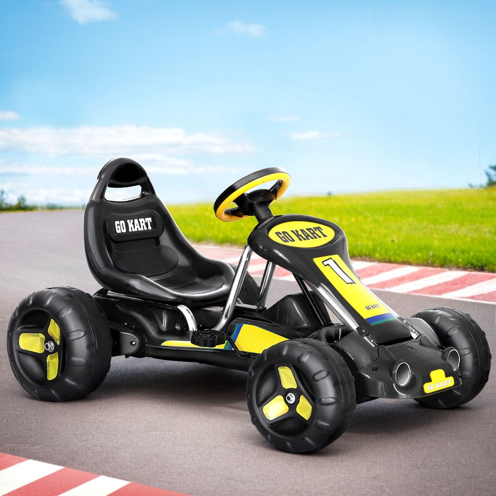 Kids Pedal Go Kart Ride On Racing Car Plastic Tyres Black