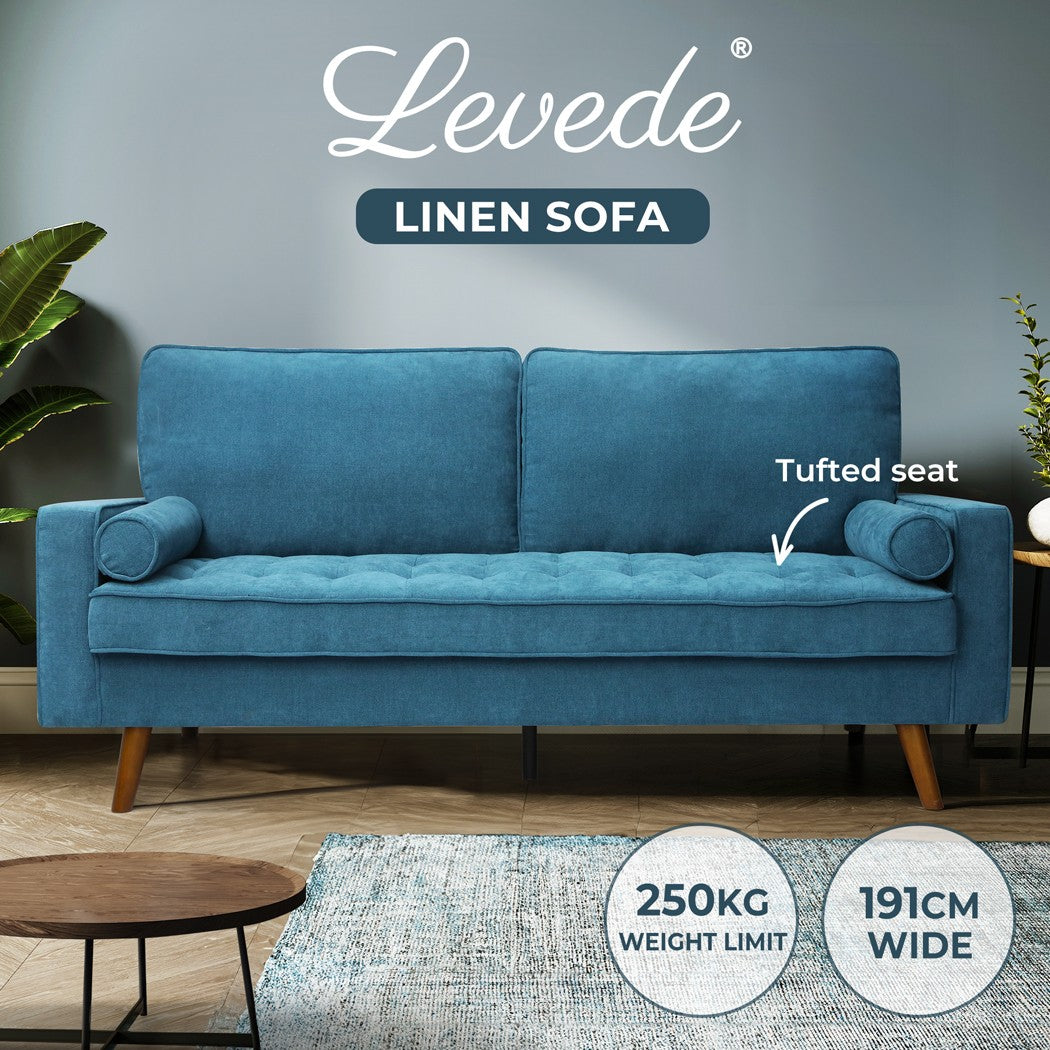Levede 3-Seater Sofa – Fabric Futon Couch Recliner for Living Room