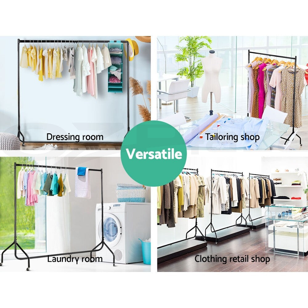 Clothes Rack 6FT Metal Garment Hanger Stand with Wheels