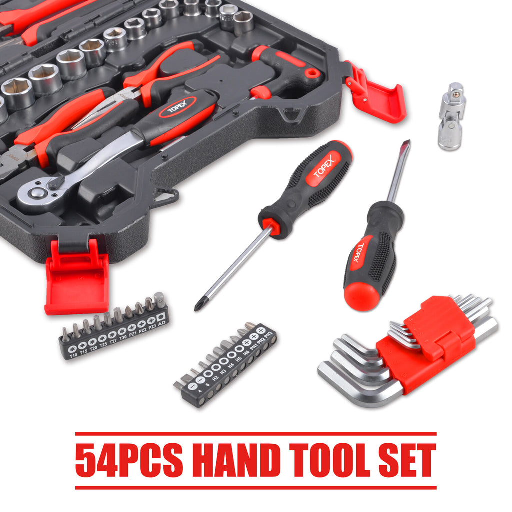 52pc Hand Tool Kit – Portable Home & Auto Repair Set with Case