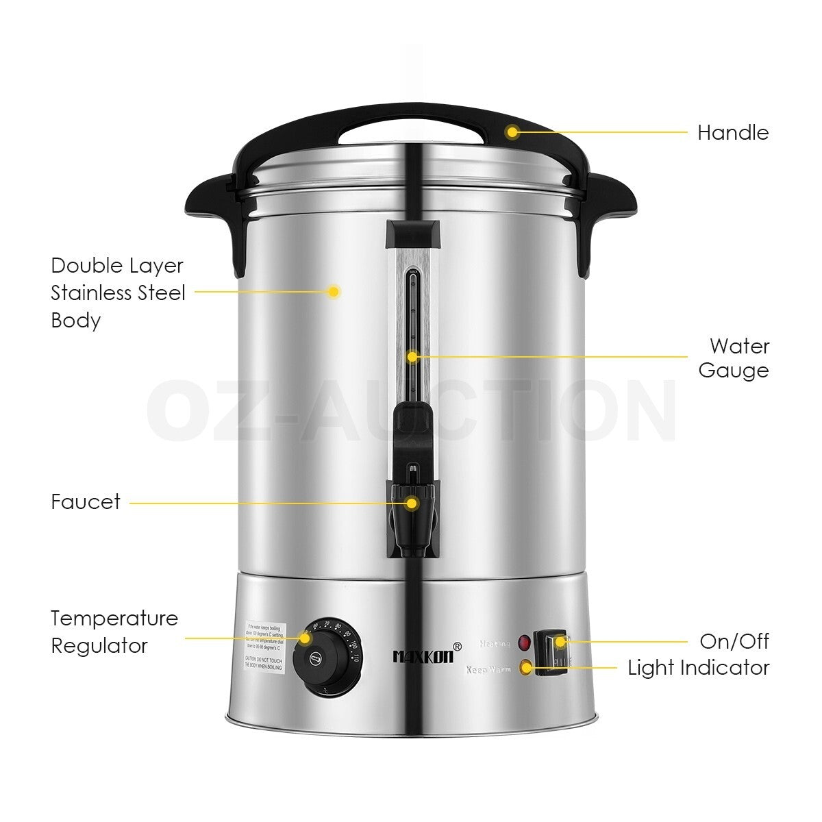 Maxkon 15L Hot Water Urn Instant Dispenser Boiler Dual Layer Stainless