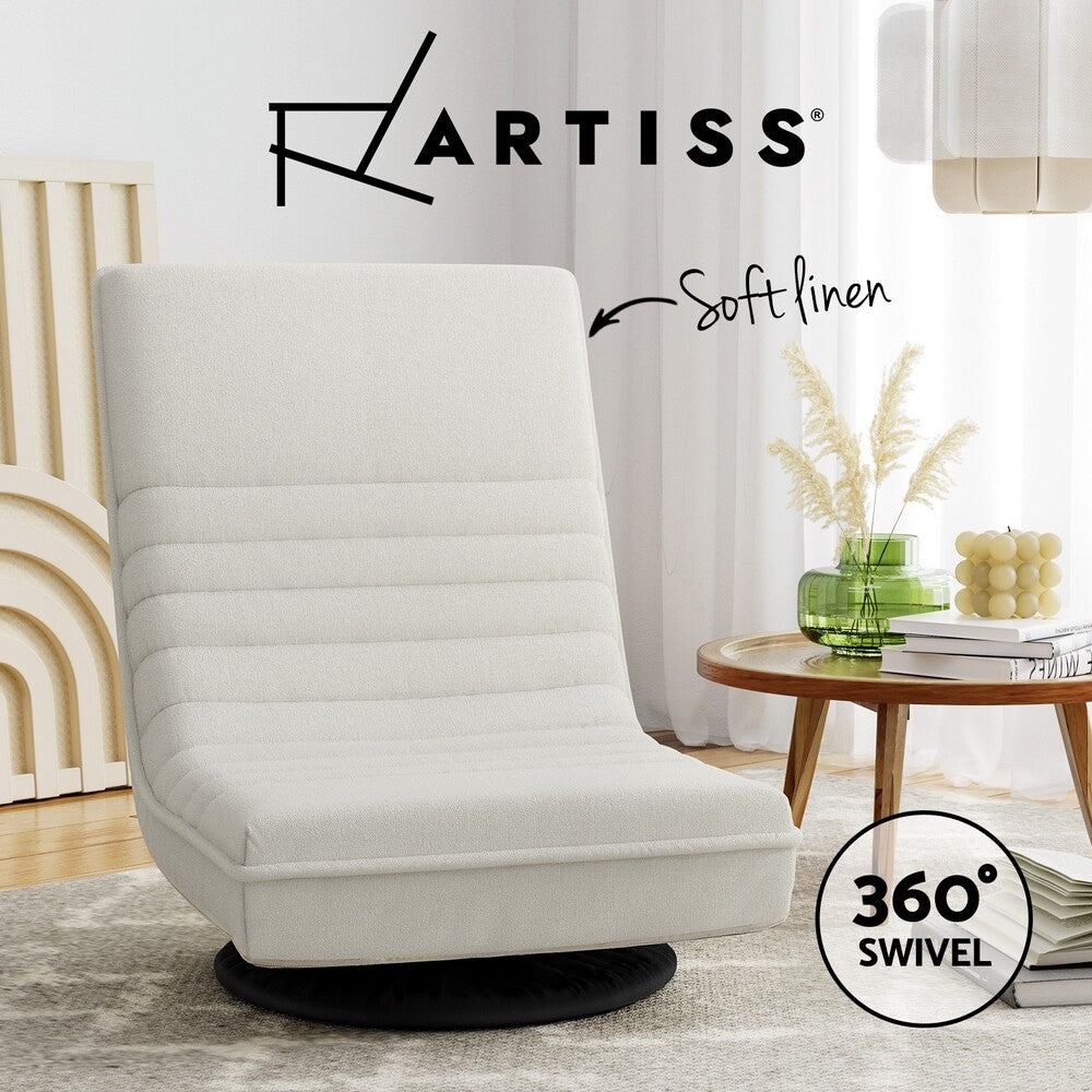 Artiss Floor Lounge Sofa Chaise Recliner Futon Folding Linen Chair White