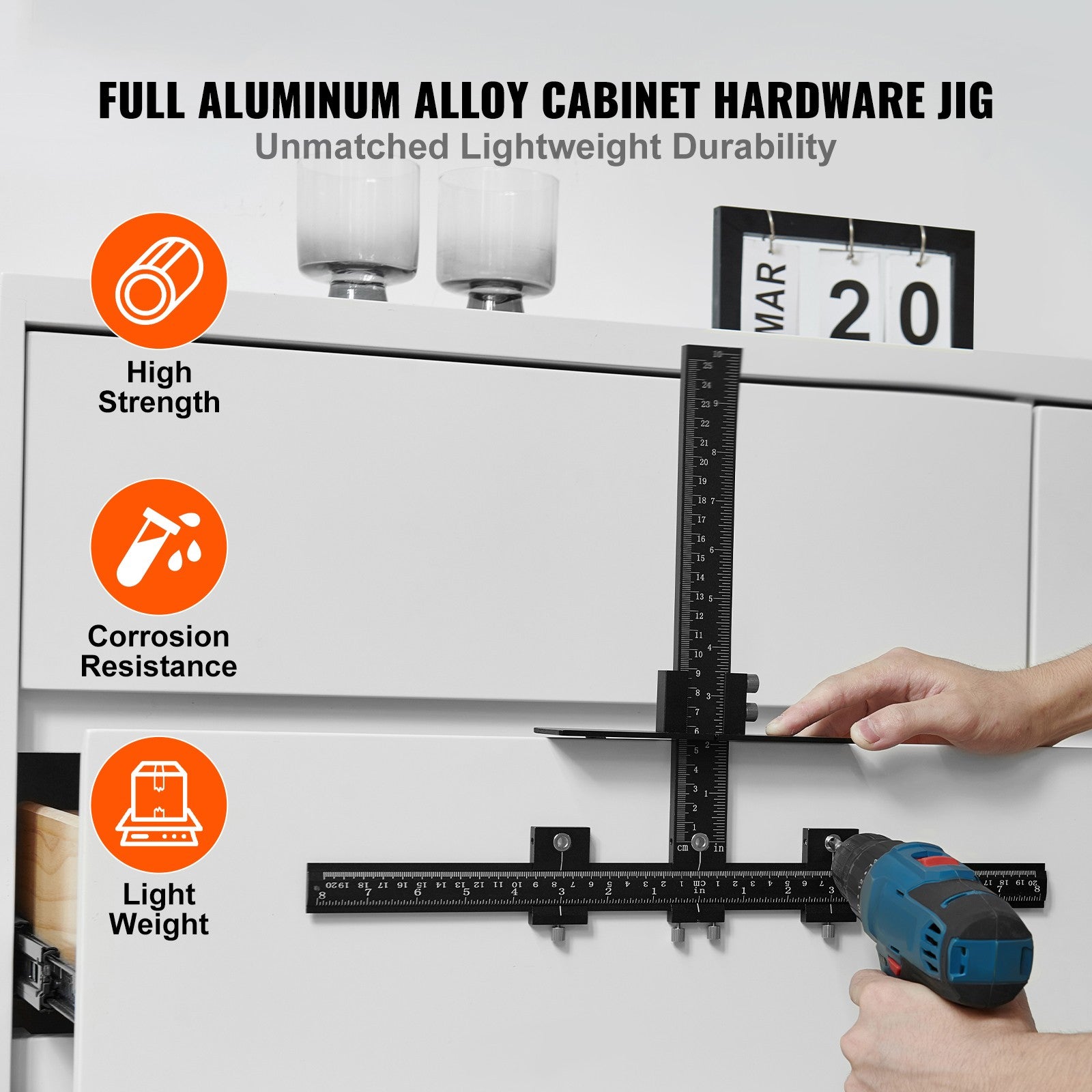 Uimoso Cabinet Hardware Jig Aluminum Alloy Cabinet Handle Jig with Center Punch
