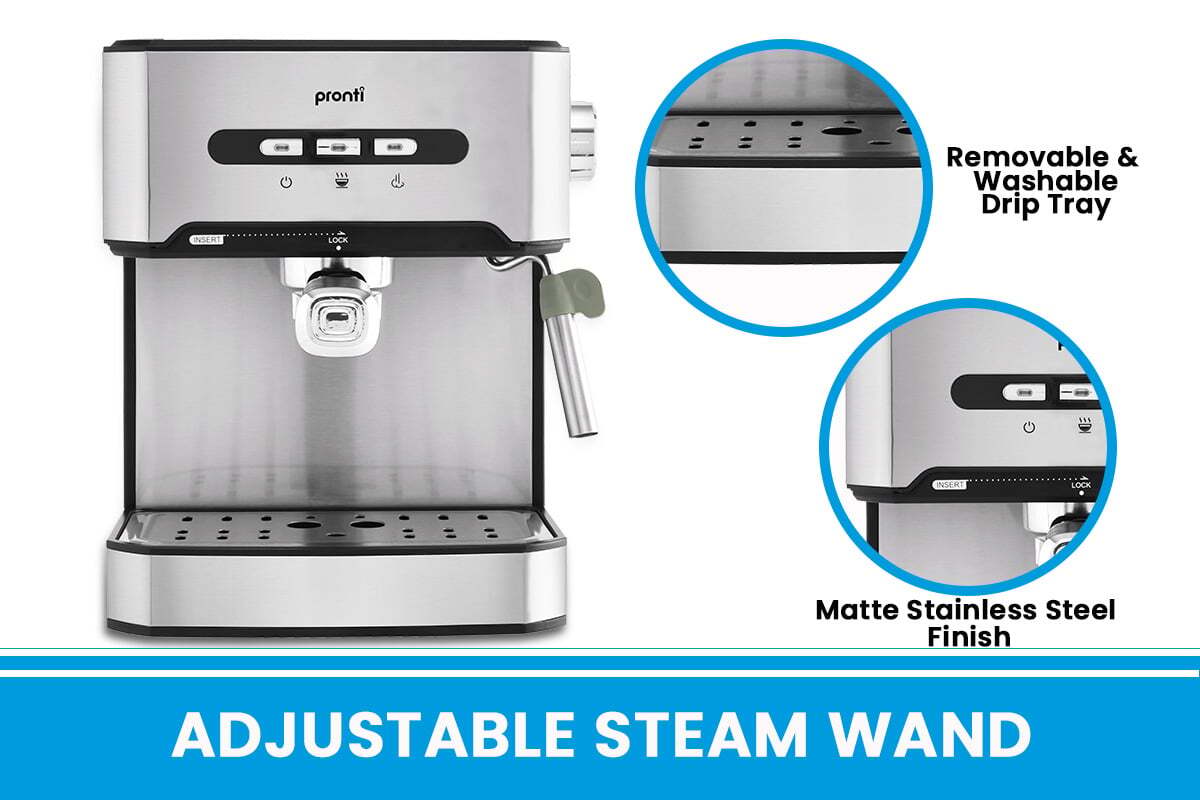 Pronti Professional Espresso Coffee Machine Italian Pump & Frother