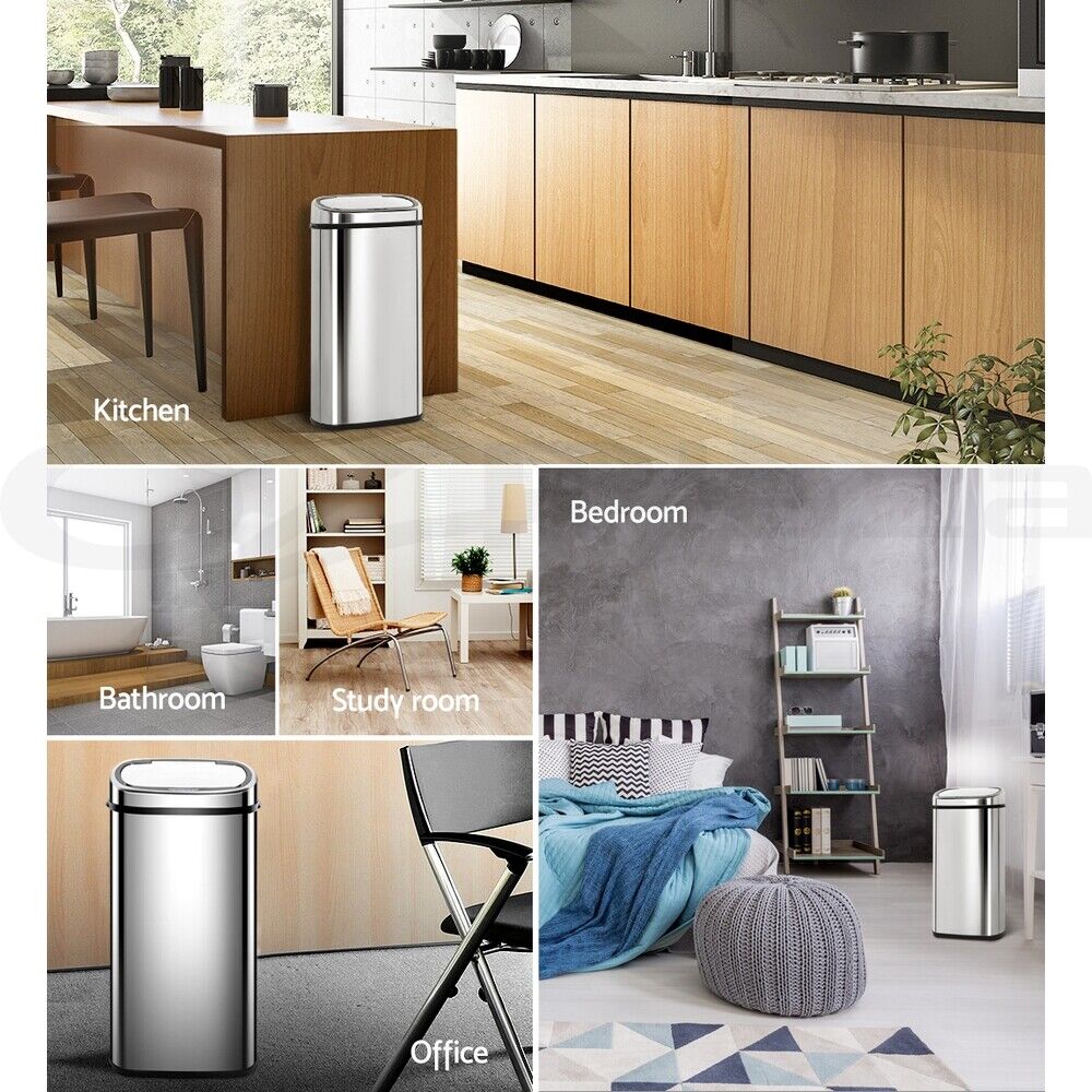 Devanti 68L Motion Sensor Bin Automatic Kitchen Trash Silver
