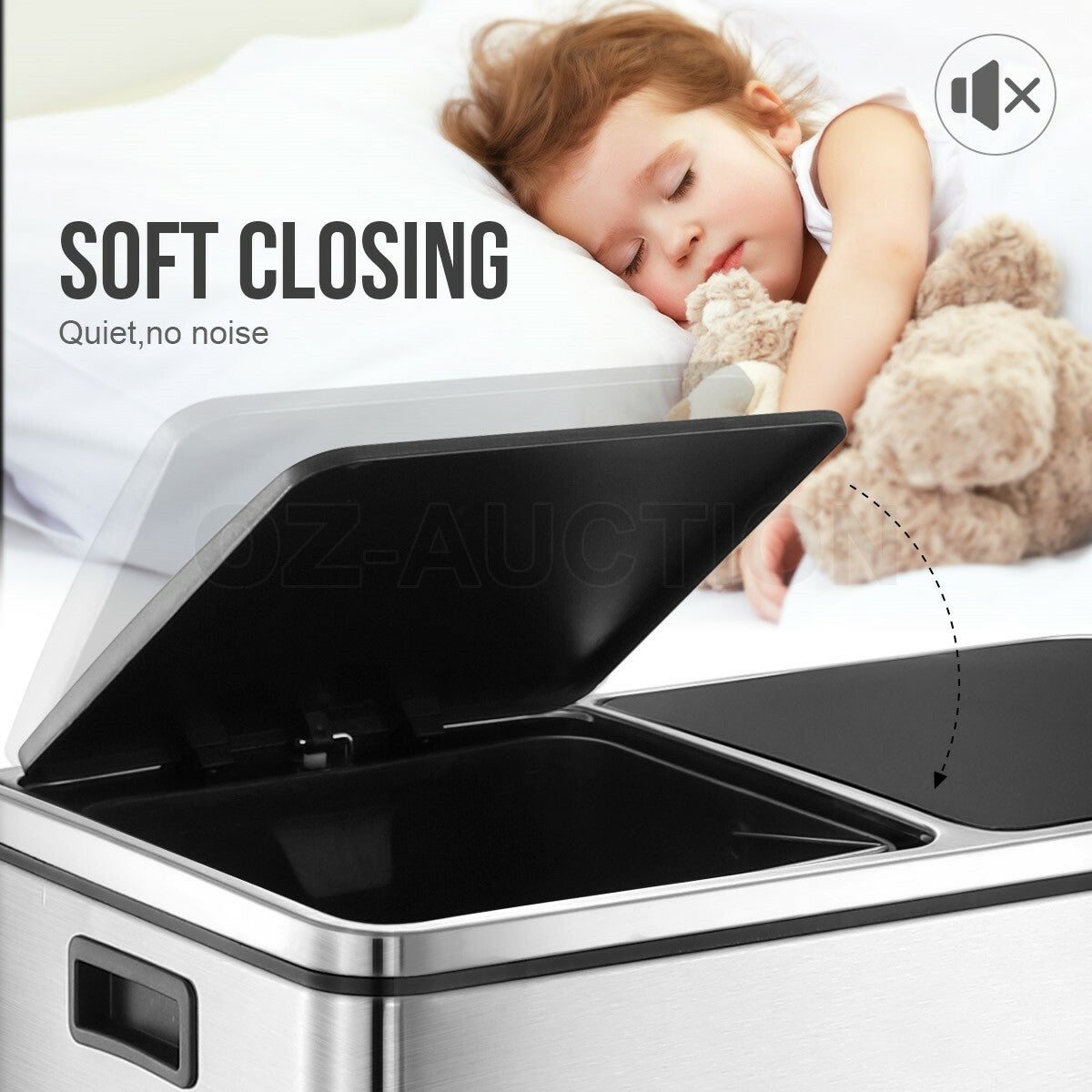 Maxkon 60L Pedal Rubbish Bin – Kitchen Waste Trash & Recycling Can