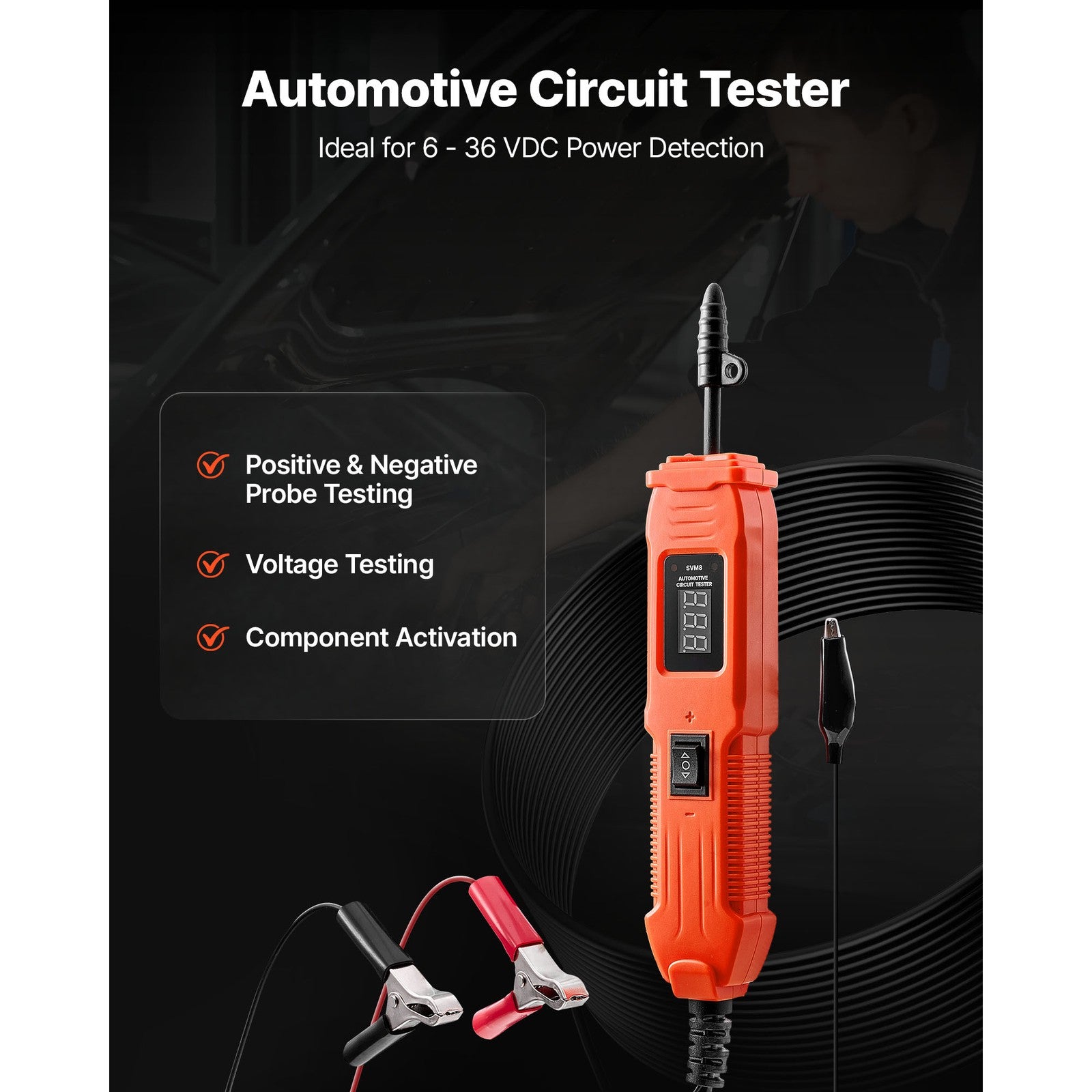 Uimoso Automotive Circuit Tester 6-36V DC Voltage Probe with LED Display