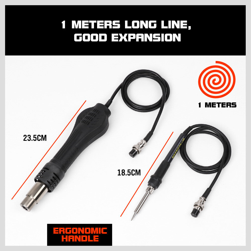 2-in-1 Soldering Station – Hot Air Gun & SMD Rework Iron