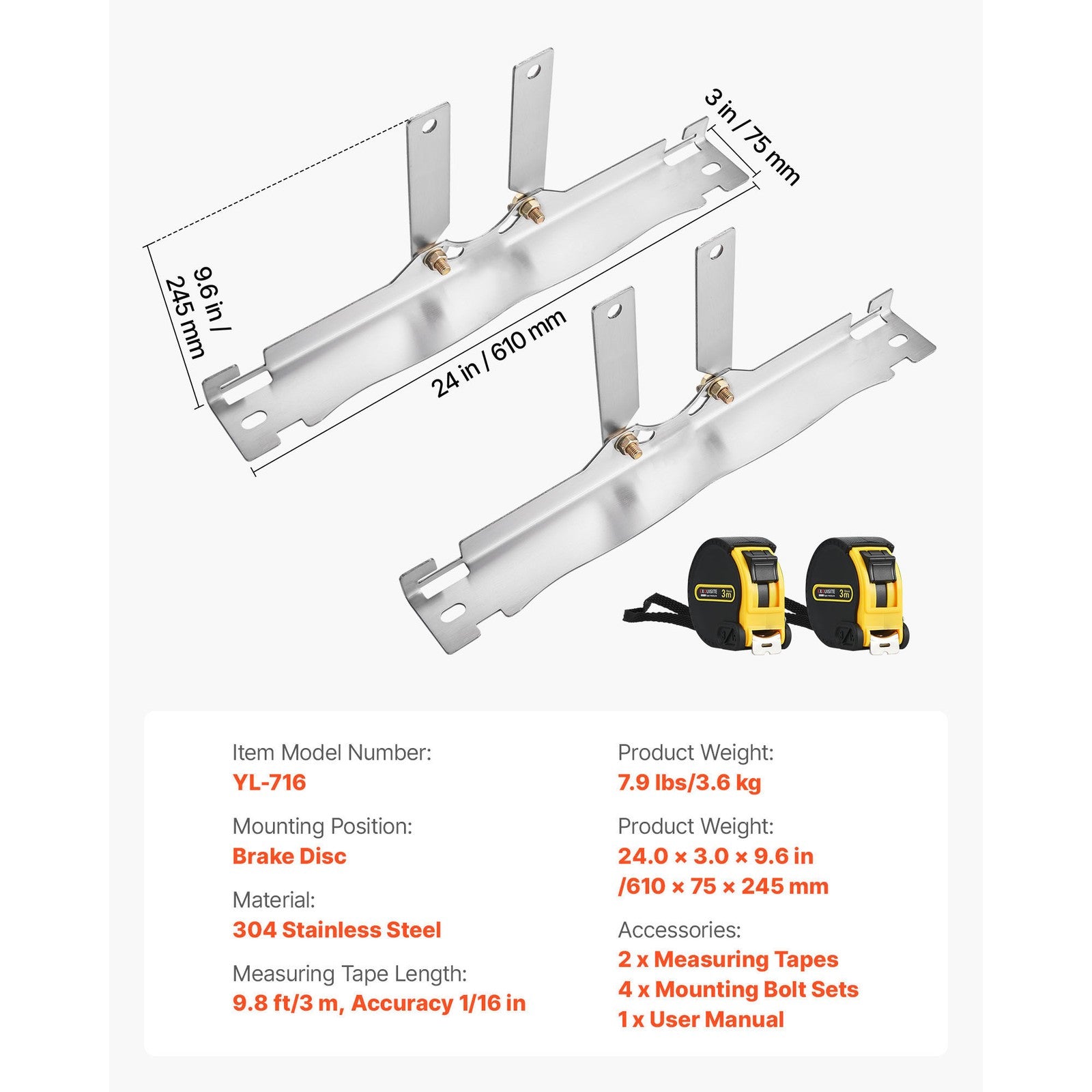 Uimoso Wheel Alignment Tool Set with Toe Plates and Dual Tape Measures