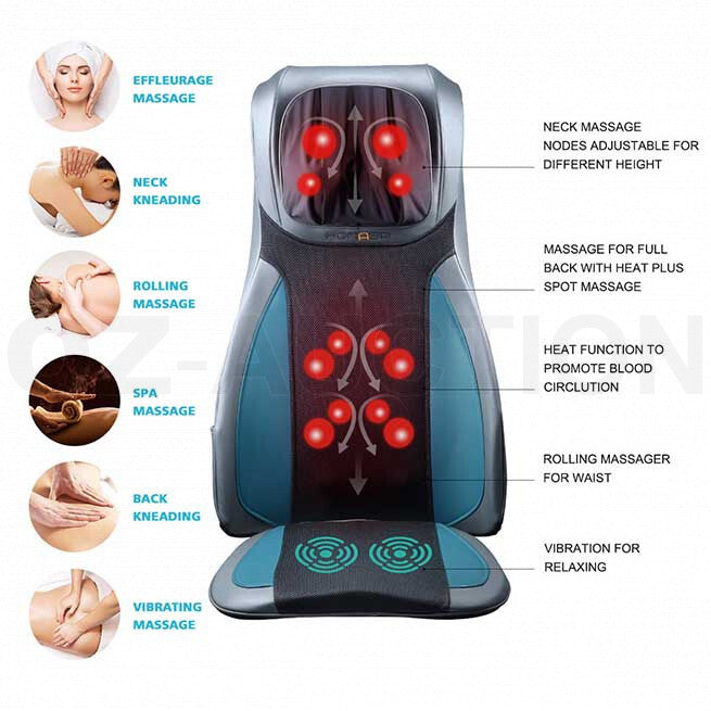 Shiatsu Massage Cushion – 12 Nodes Full Body, Neck & Back for Car/Chair