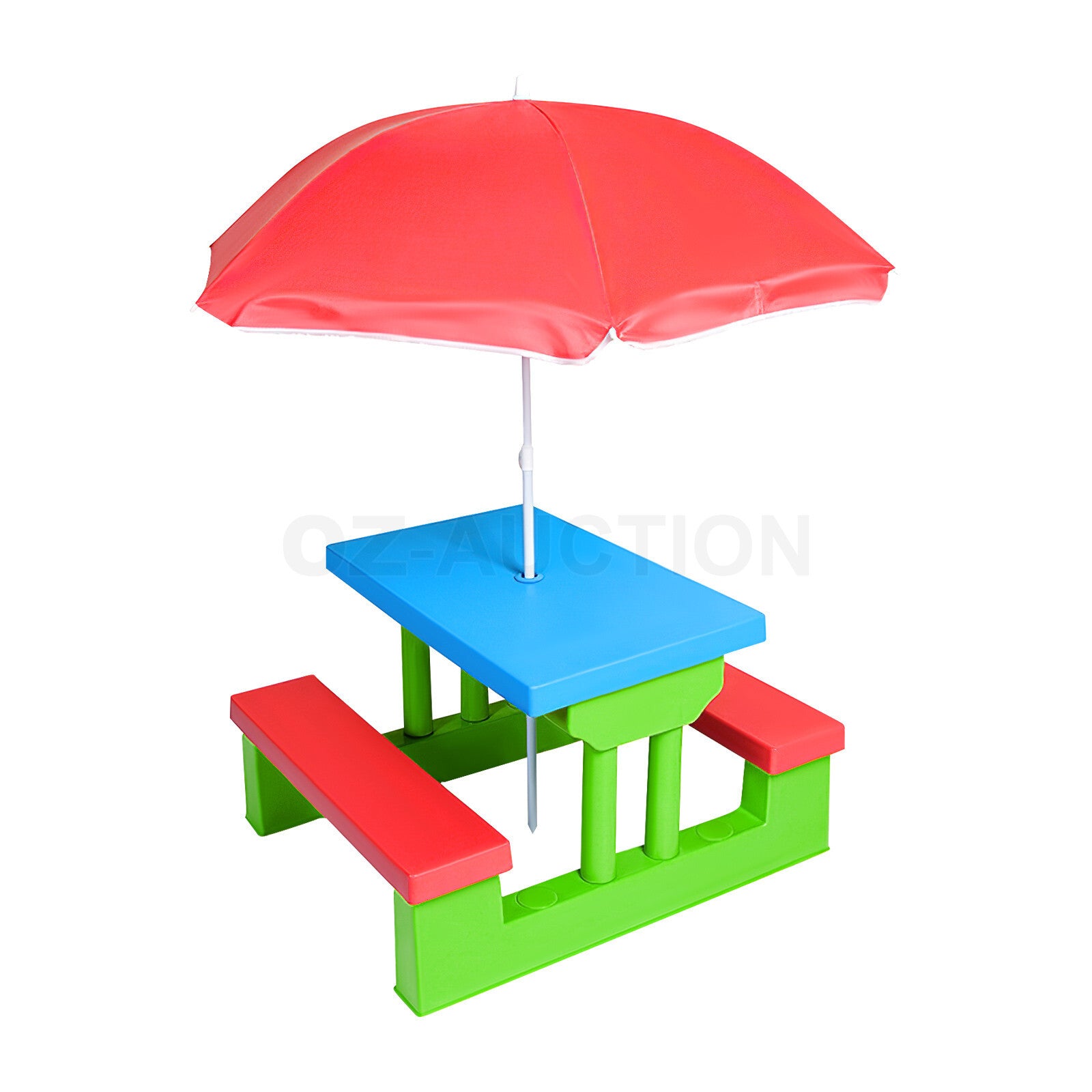 Multi-Color Kids Picnic Table – Outdoor/Indoor Bench & Umbrella Set
