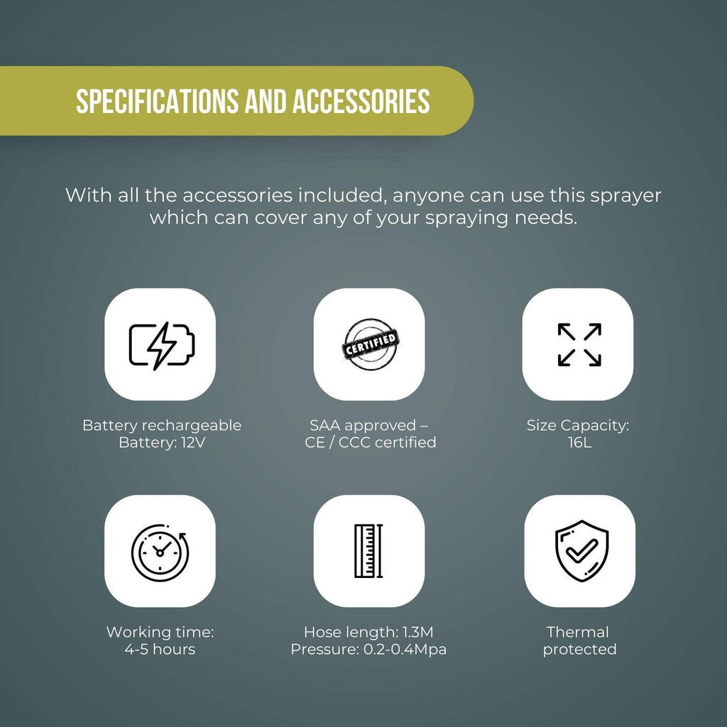 16L Rechargeable Backpack Pressure Sprayer for Garden Use