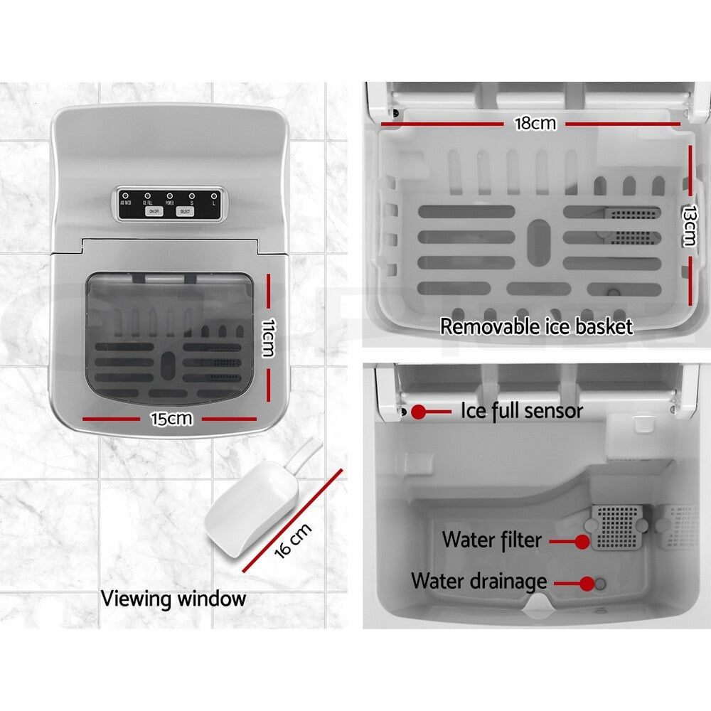 Portable Ice Maker Ice Cube Machine 2L Countertop Silver