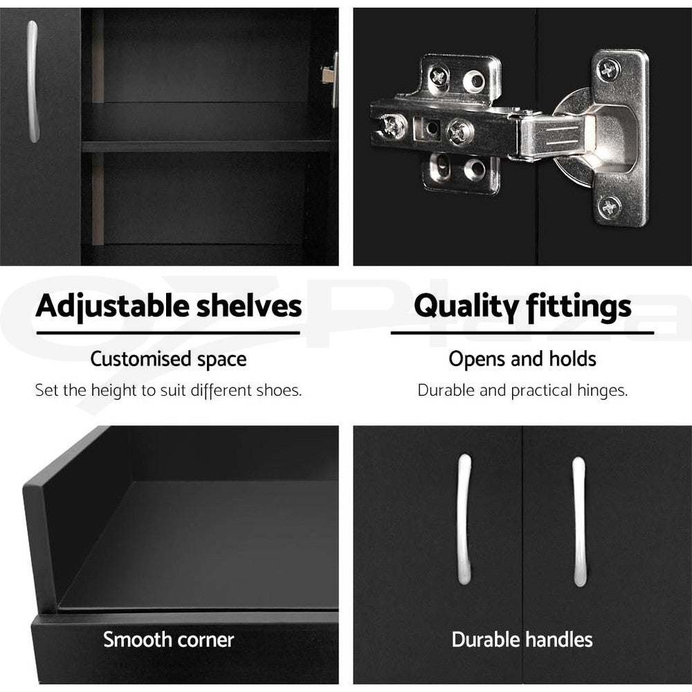 Artiss Shoe Rack Storage Cabinet 21 Pair Organiser Cupboard Black