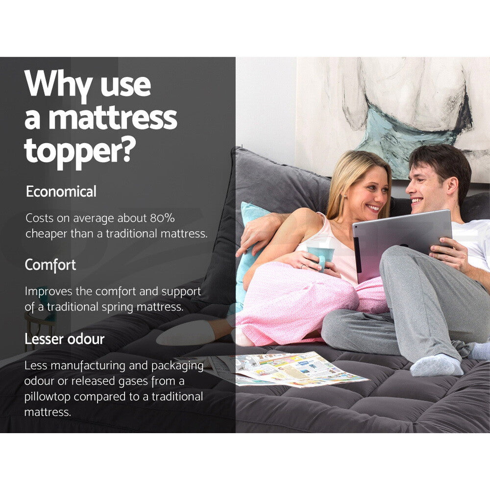 Bamboo Charcoal Pillowtop Mattress Topper Protector Cover