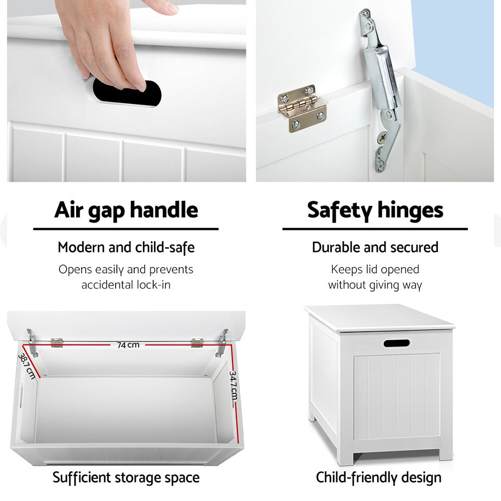 Kids Toy Box Storage Chest Blanket Organiser White