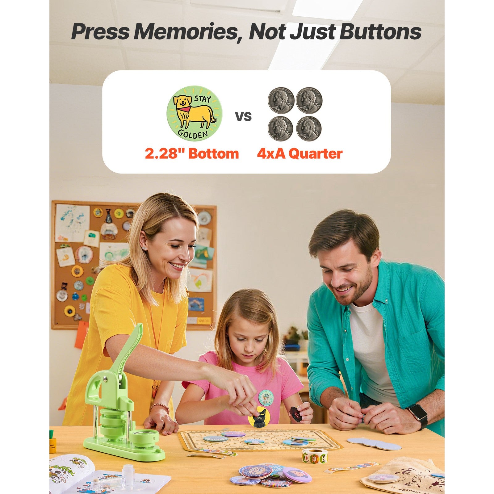 Uimoso Button Maker Machine with 58 mm Mold and 100 Button Components - Green