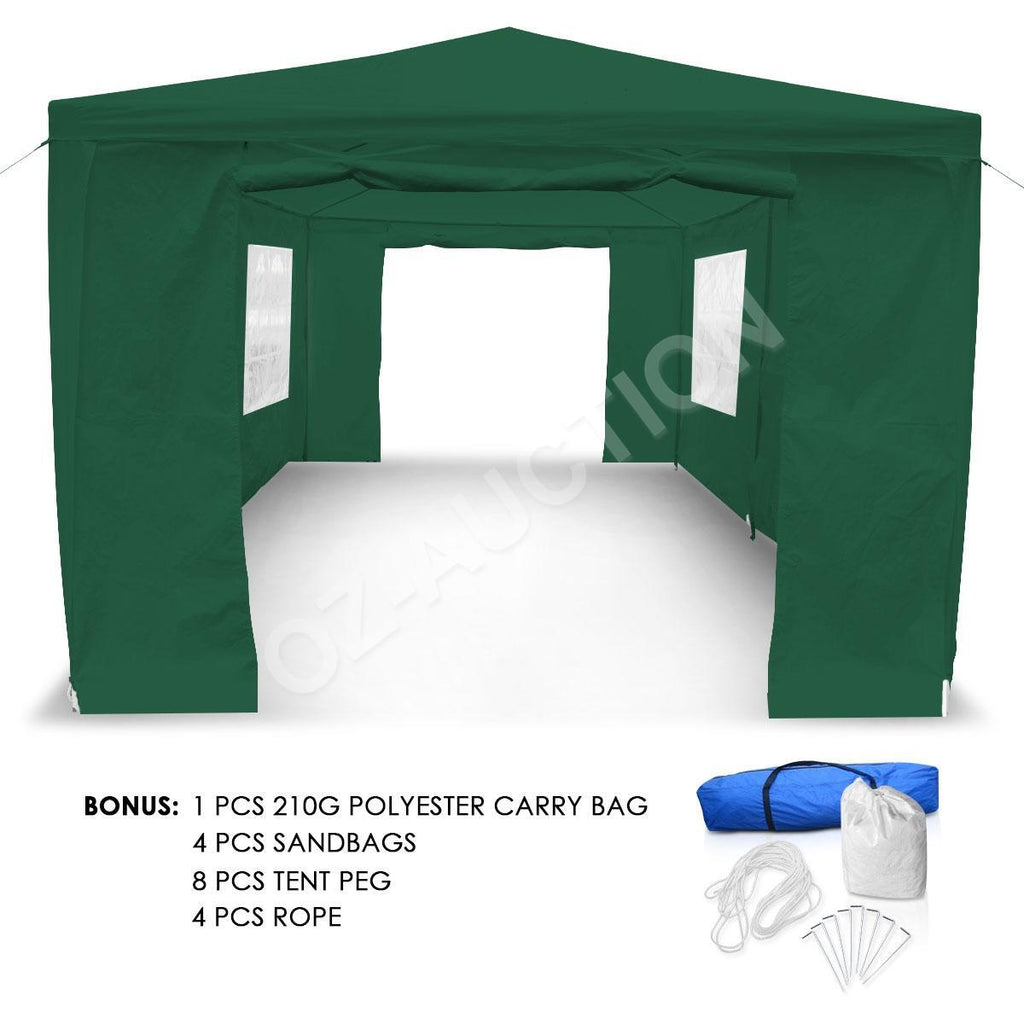 3x6m Folding Gazebo Party Tent Outdoor Wedding Waterproof Green