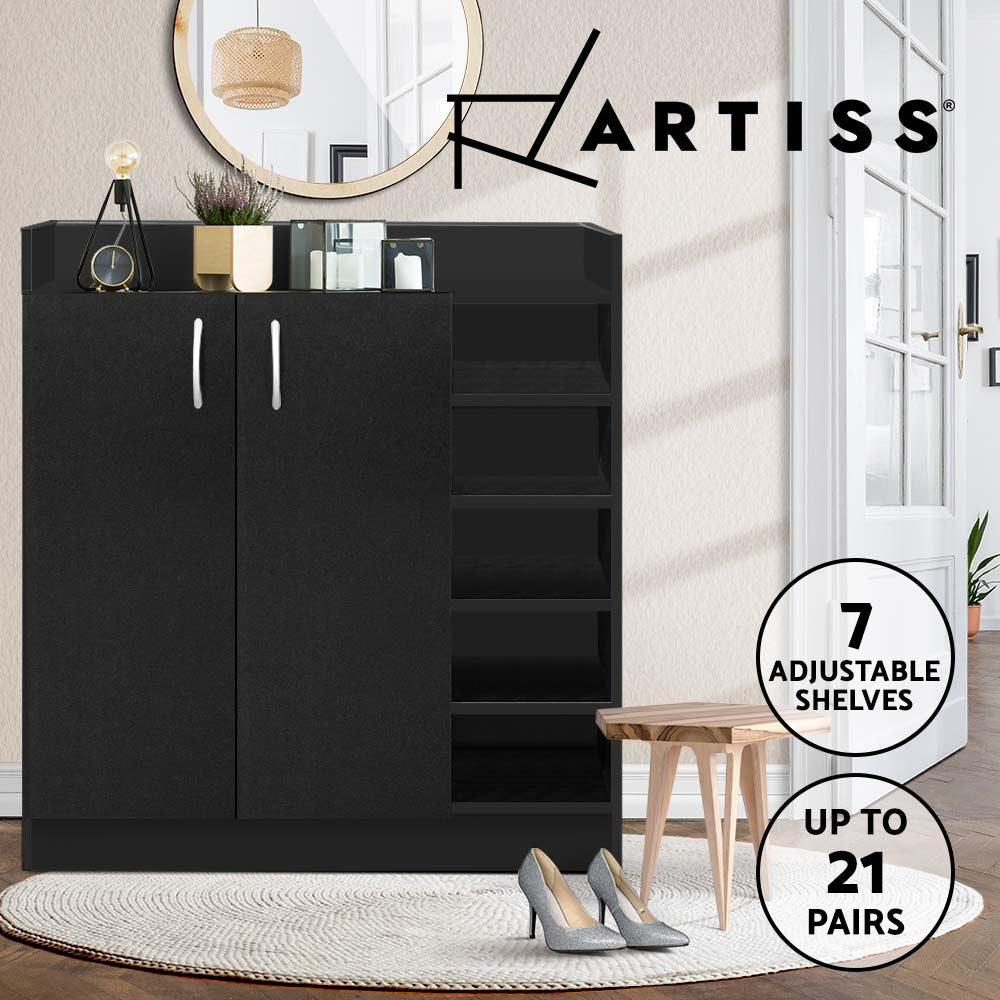 Artiss Shoe Rack Storage Cabinet 21 Pair Organiser Cupboard Black