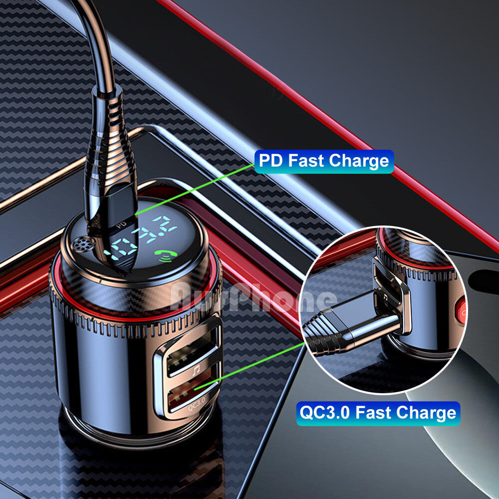 Bluetooth 5.0 FM Transmitter Car MP3 Dual USB Charger