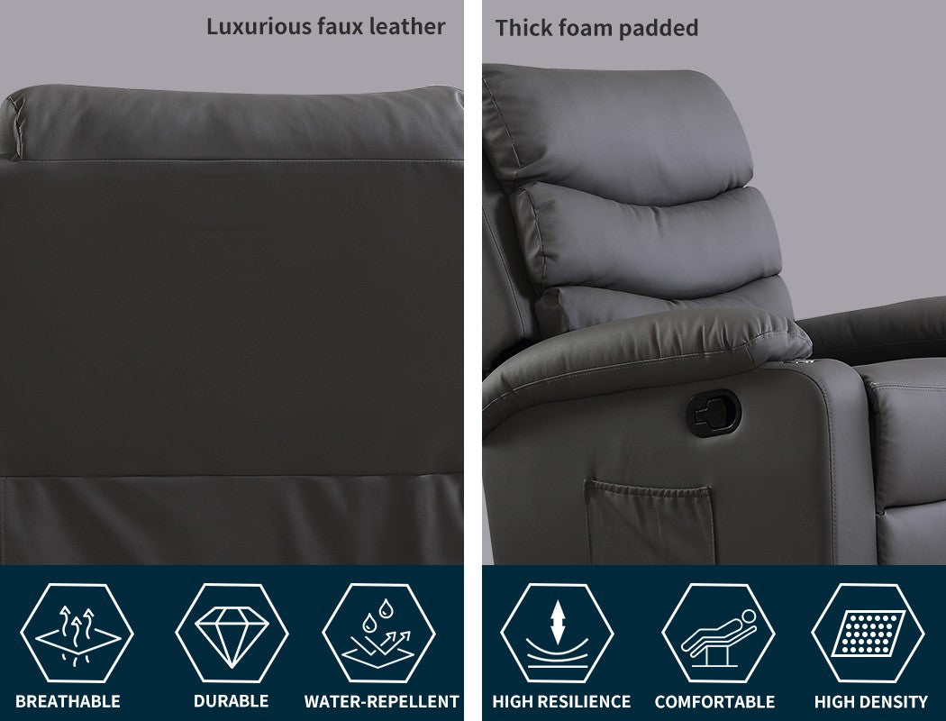 Levede Massage Recliner Chair – Heated 360° Swivel Lounge Sofa