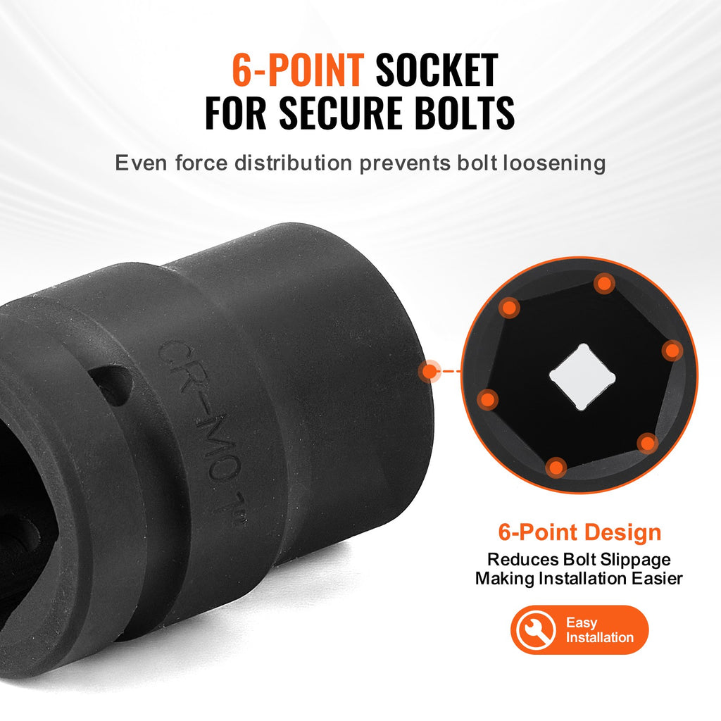Uimoso Axle Nut Impact Socket Set 1" Drive 6-Point 9PCS SAE Spindle Nut Socket