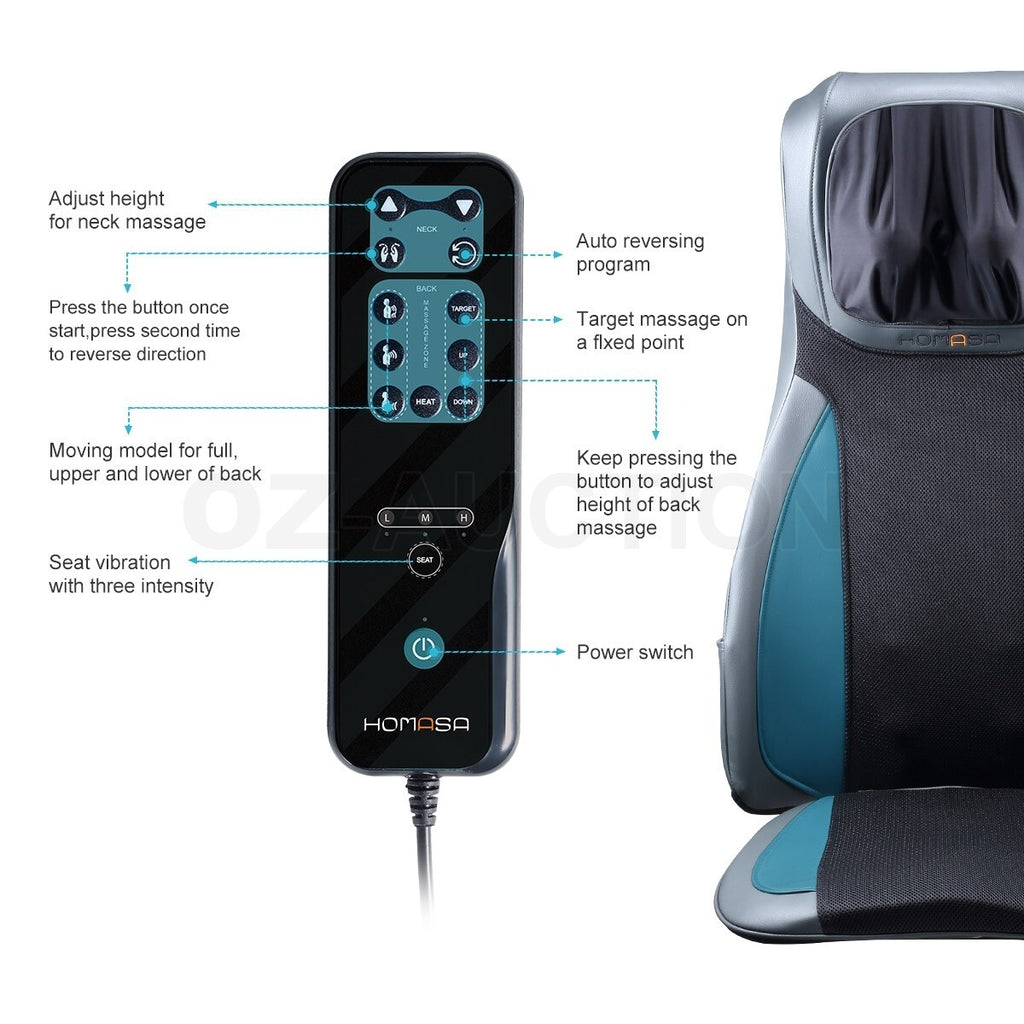 Shiatsu Massage Cushion – 12 Nodes Full Body, Neck & Back for Car/Chair