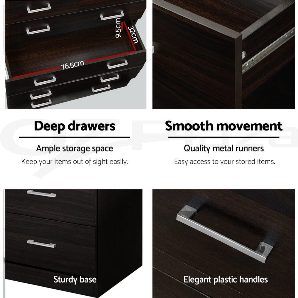 6 Drawer Chest Tallboy Storage Cabinet Walnut