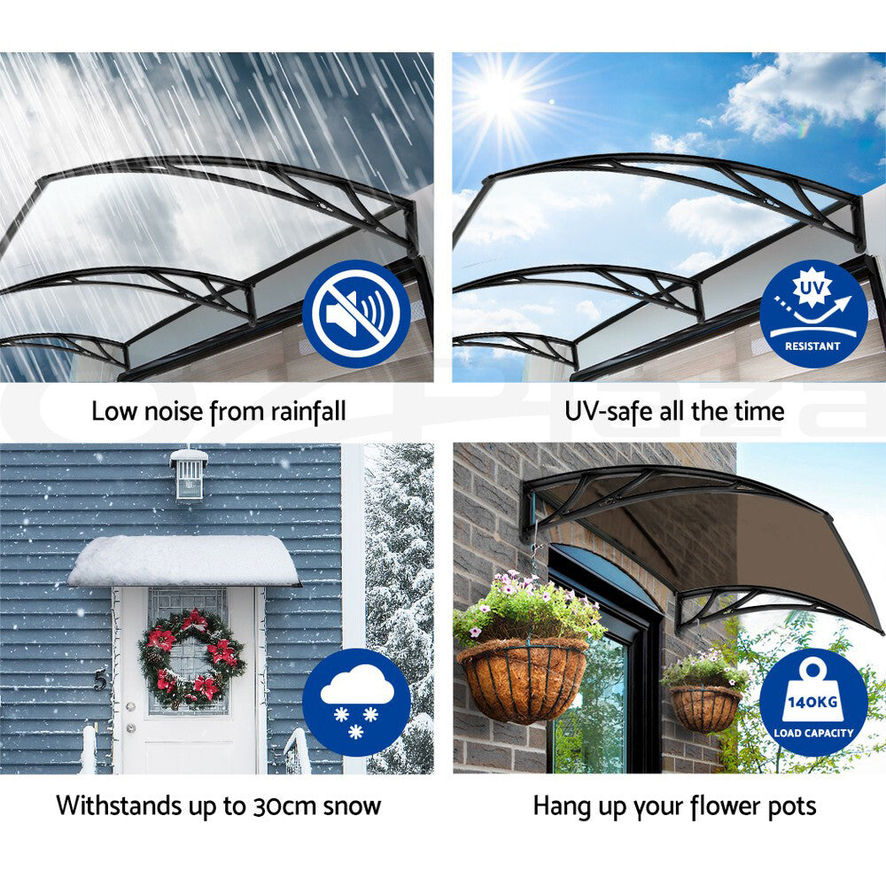 Instahut Window Door Awning Door Canopy Patio Shade 1-6M Rain Cover Sun Shield