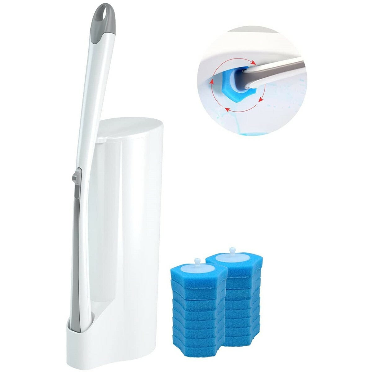 Disposable Toilet Brush Set – Freestanding with Replacement Heads