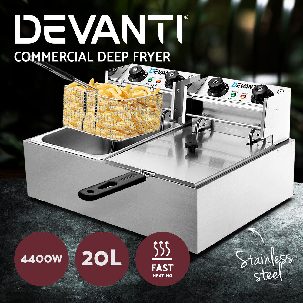 Electric Commercial Deep Fryer Twin Basket Chip Cooker