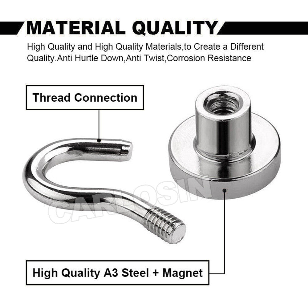 12x Neodymium Magnet Hooks Rare Earth Magnetic Hanger Holder 8kg AU