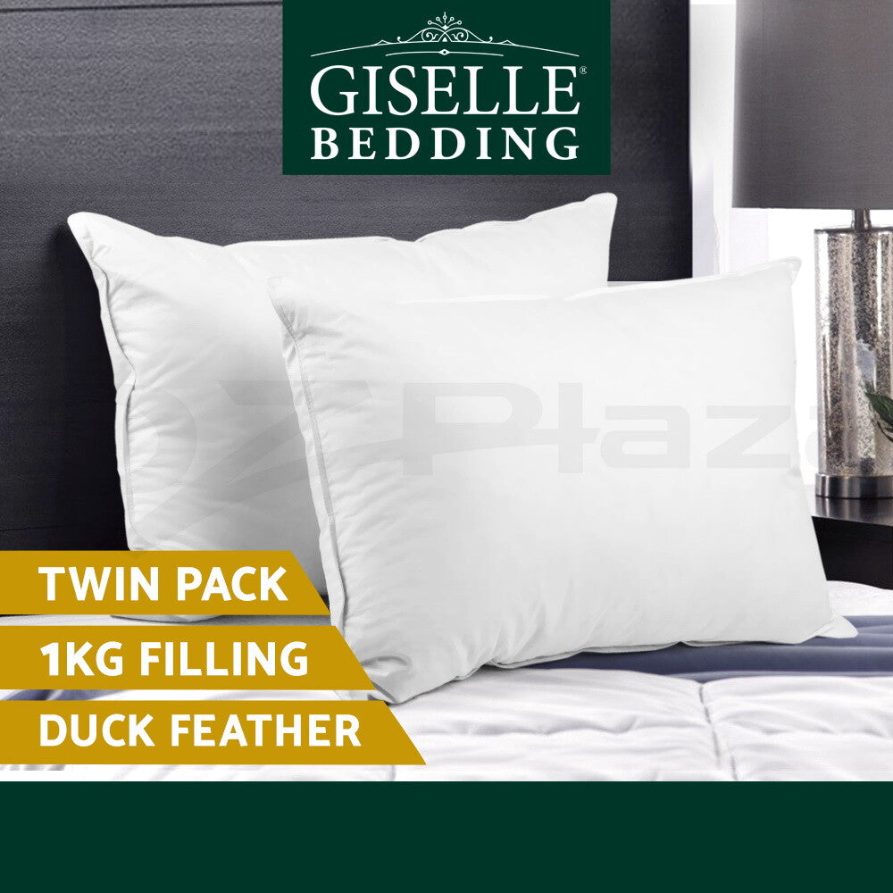 Giselle Duck Down Pillows – Twin Pack with Cotton Cover